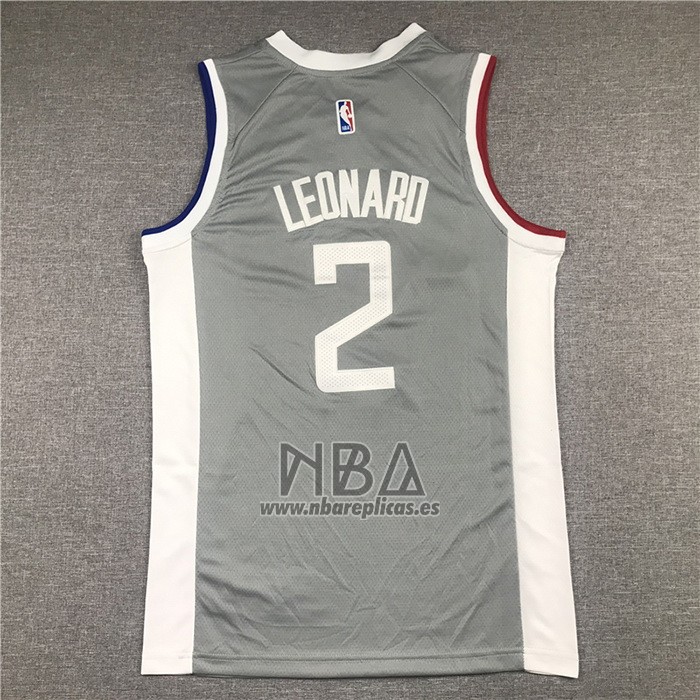 Camiseta Los Angeles Clippers Kawhi Leonard NO 2 Earned 2020-21 Gris